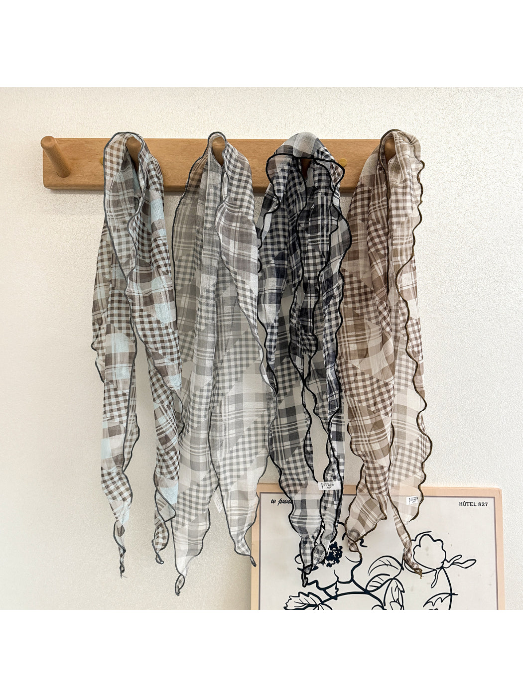 Scarvii - Plaid Ruffle Edge Triangle Scarf