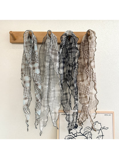 Scarvii - Plaid Ruffle Edge Triangle Scarf