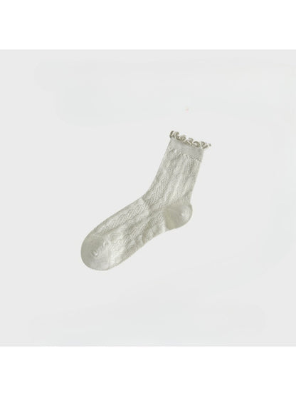 Rufia - Soft Knit Ruffle Cuff Crew Socks product image 8