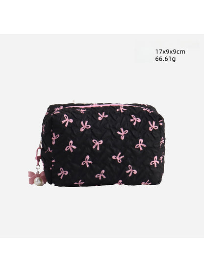 Cosbai - Bow Detail Bucket and Pouch Storage Bag