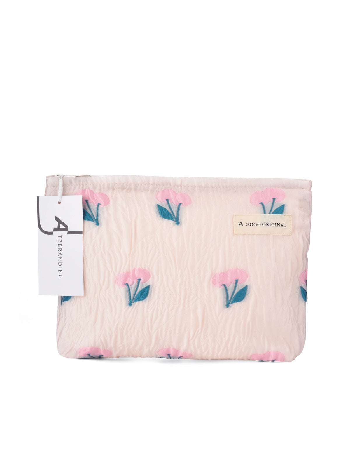Cosbai – Tulip & Cherry Embossed Canvas Makeup Bag