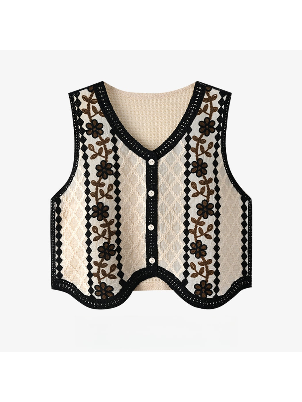 Crosa - Rustic Style V-Neck Button Front Knit Vest