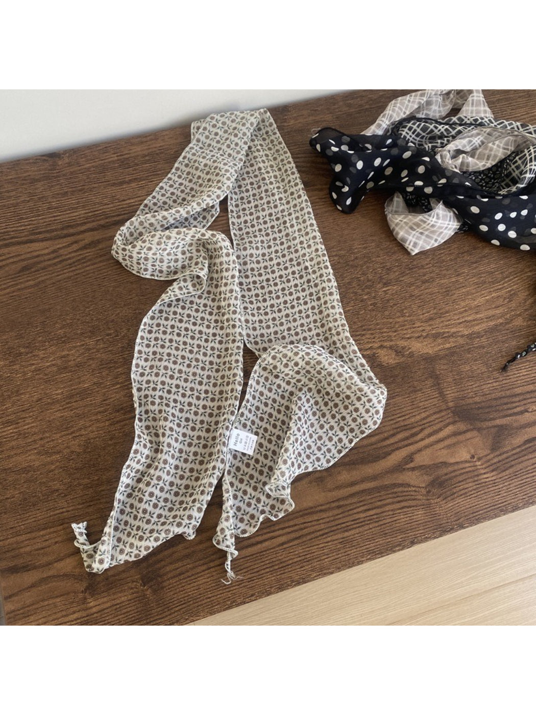 Scarvii Sheer Polka Dot Skinny Scarf