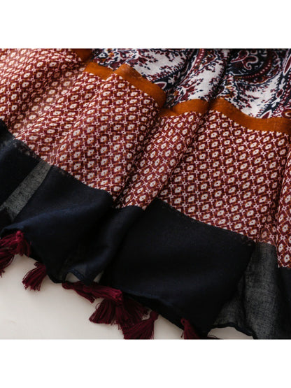Scarvii - Contrast Panel Tassel Scarf