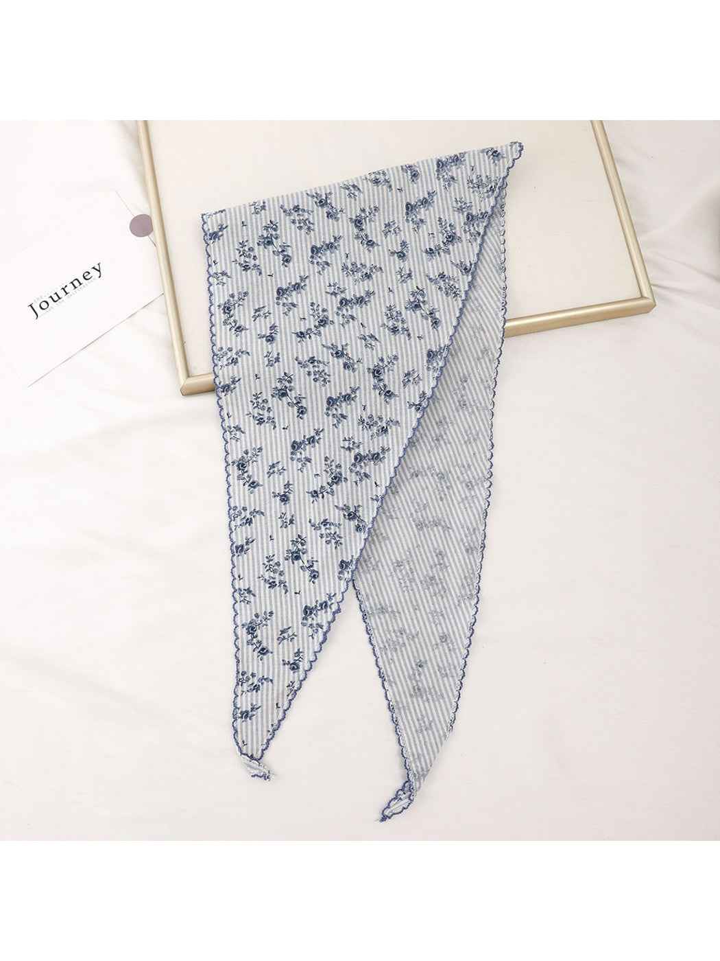 Scarvii - Floral Striped Print Triangle Bandana
