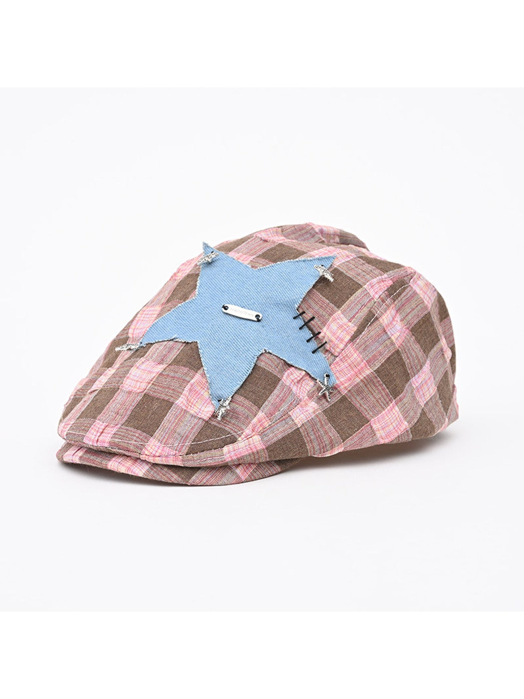 Haila - Vintage Plaid Patchwork Short Brim Beret