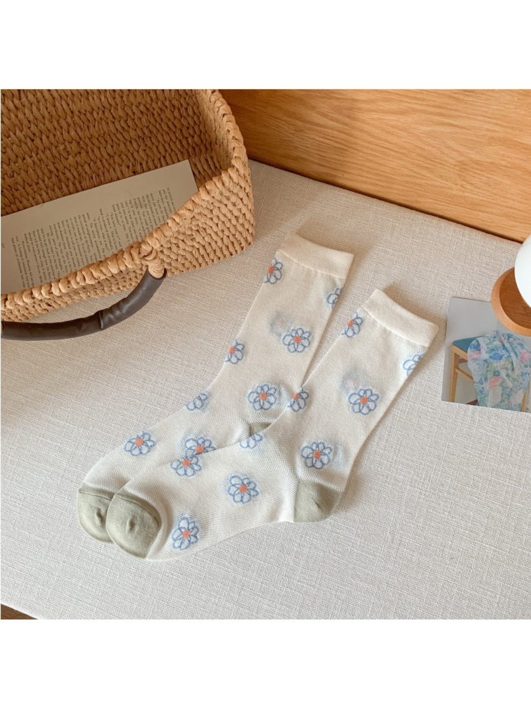 Rufia - Sheer Floral Illustration Crew Socks product image 5