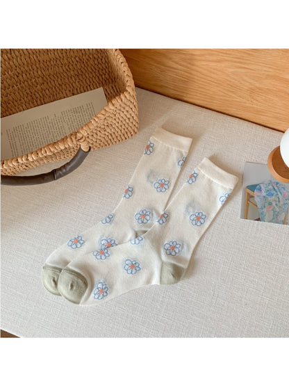 Rufia - Sheer Floral Illustration Crew Socks product image 5