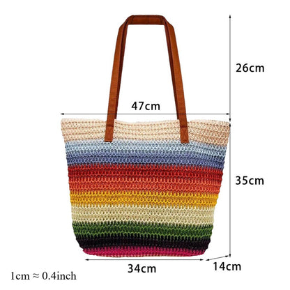 Cosbai - Colorblock Striped Crochet Tote Bag - Large & Classic