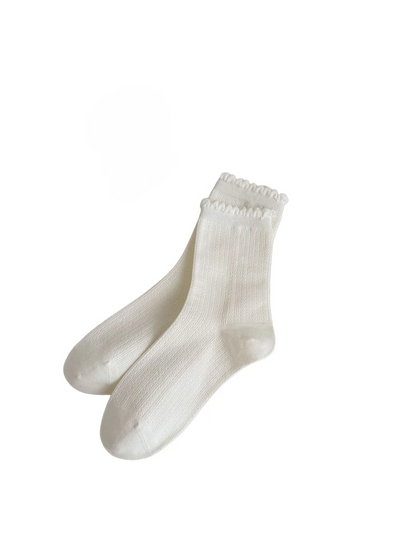 Rufia - Double-Layer Ruffle Trim Crew Socks
