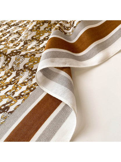 Scarvii - Chain Print Simple Border Square Scarf