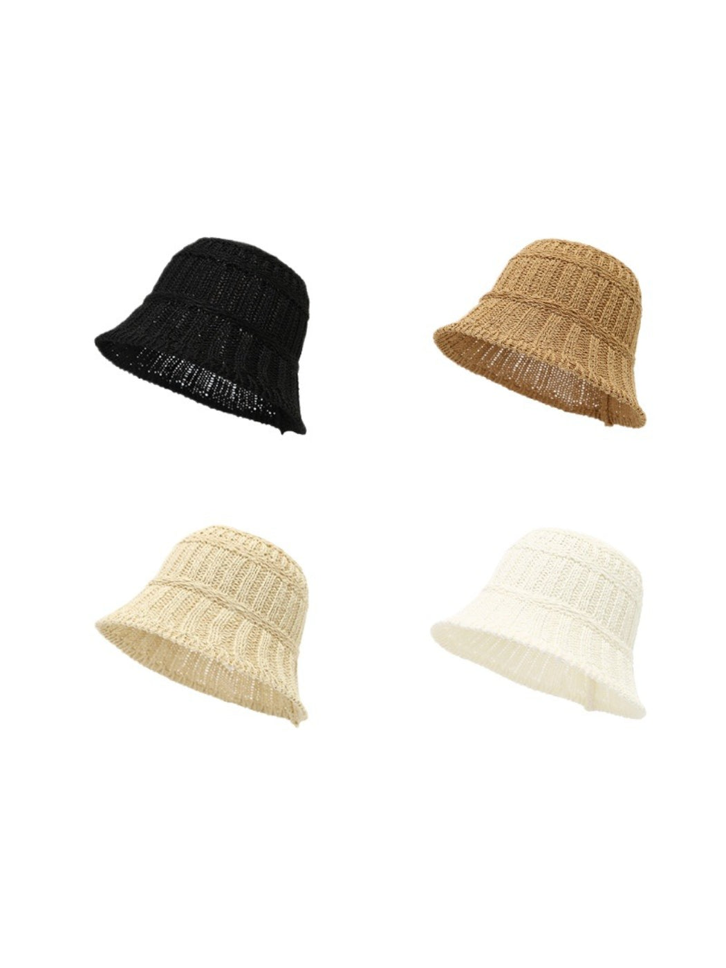 Haila textured stripe knit bucket hat in neutral tones displayed on white background
