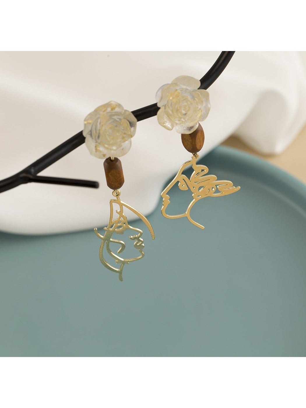 Earwish - French Vintage Rose Studs Earrings - Unique & Elegant