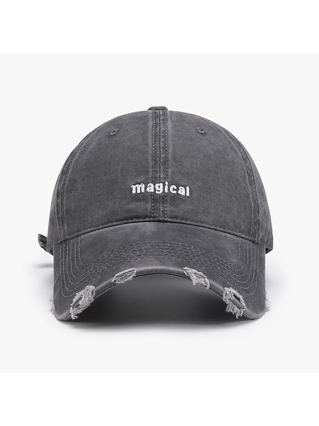Haila - Embroidered Distressed Curved Brim Baseball Cap