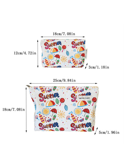 Cosbai - Summer Graffiti Print Cosmetic Organizer Bag