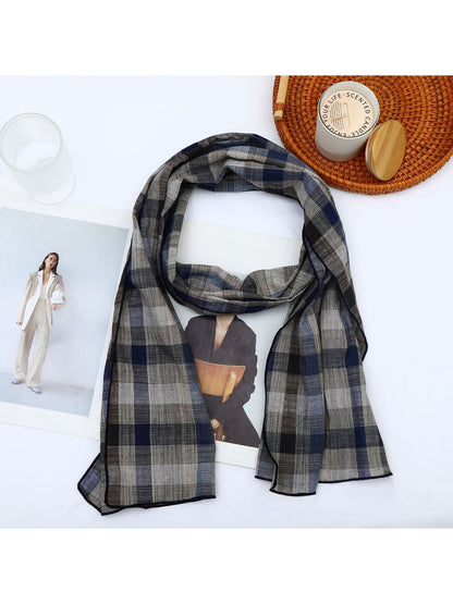 Scarvii - Retro Plaid Geometric Long Rectangle Scarf
