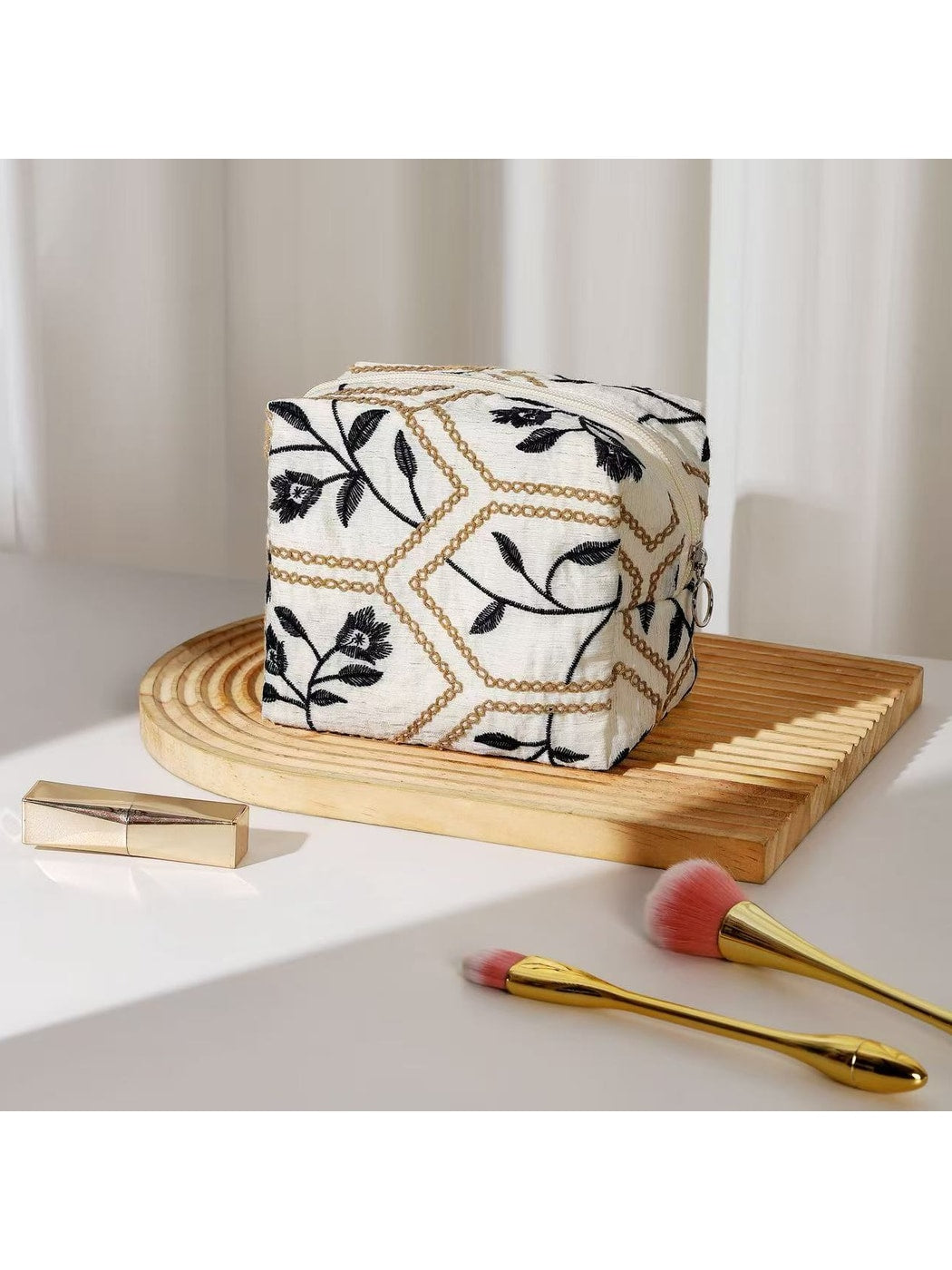 Cosbai - Floral Cosmetic Bag Handheld Storage Bag