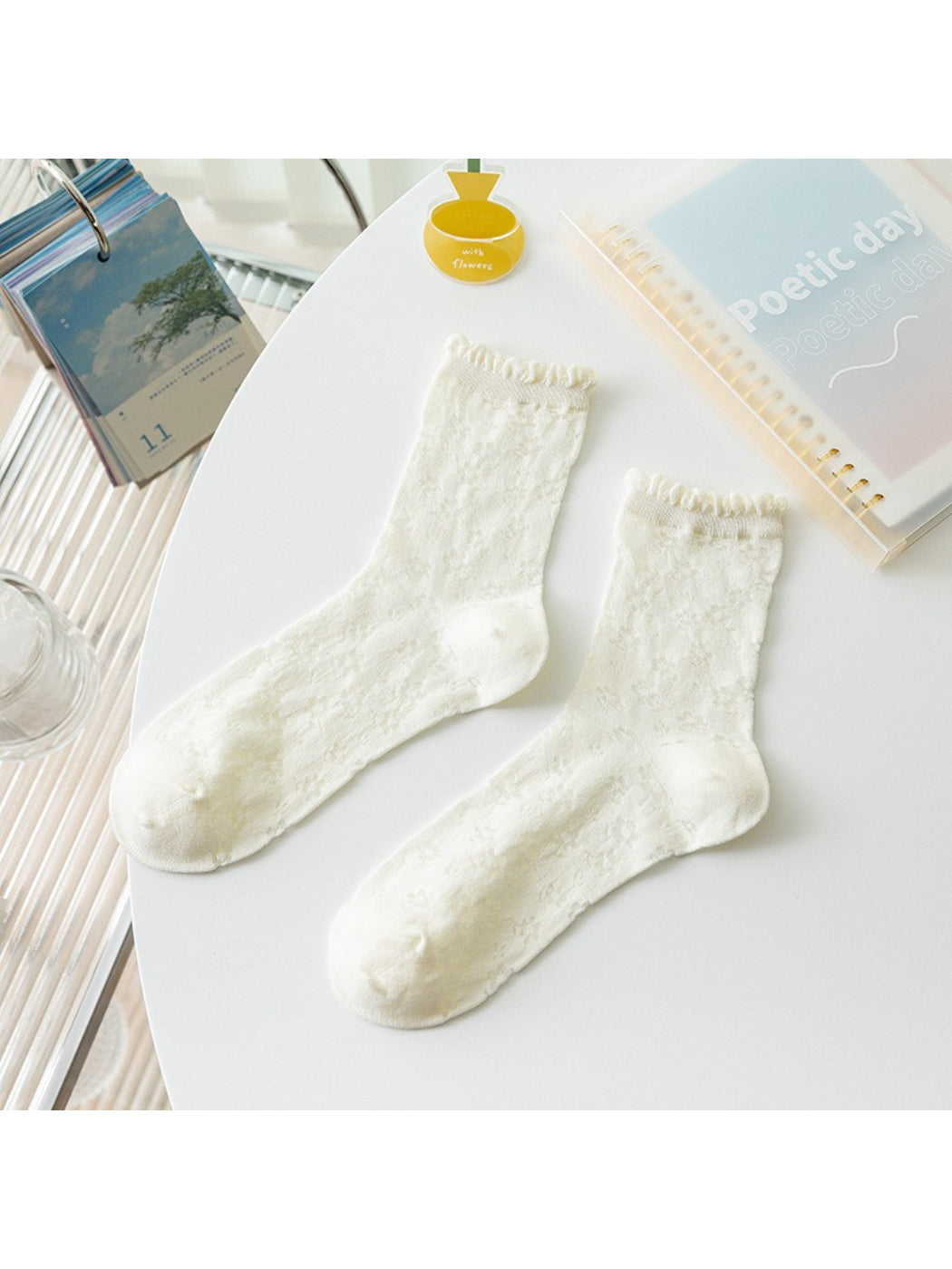 Rufia - Poetic Floral Texture Knit Crew Socks product image 4