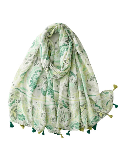 Scarvii - Boho Style Plant Floral Print Scarf - Chic & Fresh