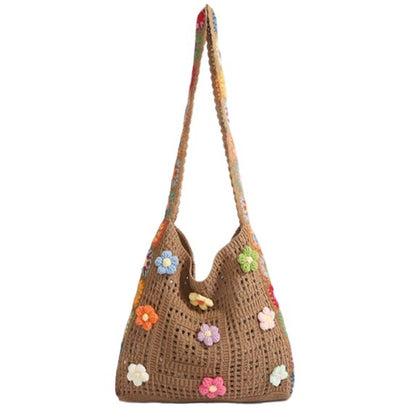 Cosbai - Floral Crochet Shoulder Bag - Summer Chic
