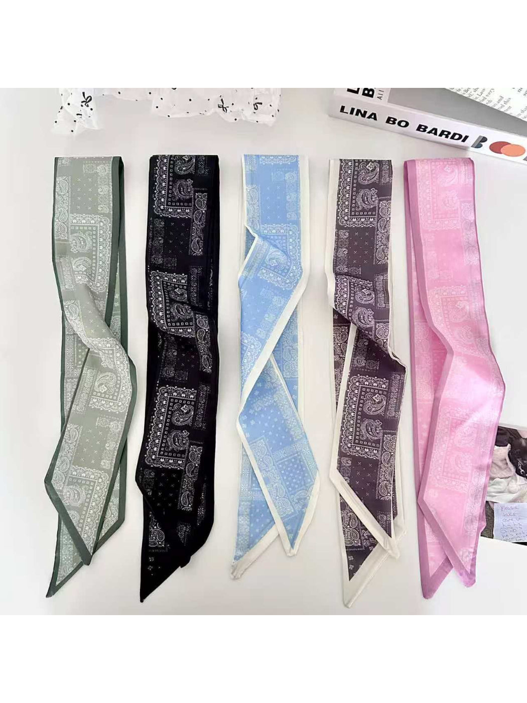 Scarvii Vintage Paisley Print Skinny Scarf