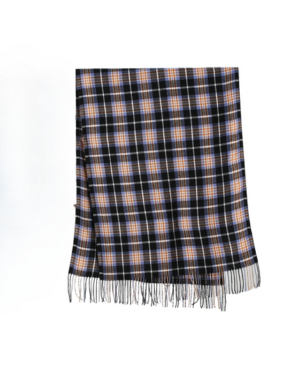 Scarvii - Plaid Grid Fringe Long Scarf