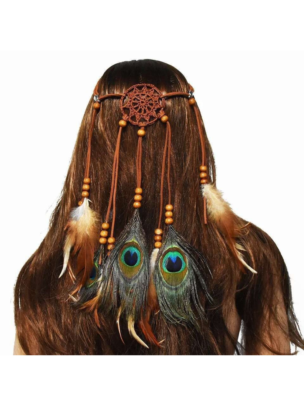 Hairish Boho Mandala Feather Hair Headpiece with intricate mandala design and feathers