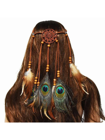 Hairish Boho Mandala Feather Hair Headpiece with intricate mandala design and feathers
