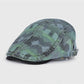 Back view of Haila washed denim plaid vintage newsboy cap highlighting plaid design