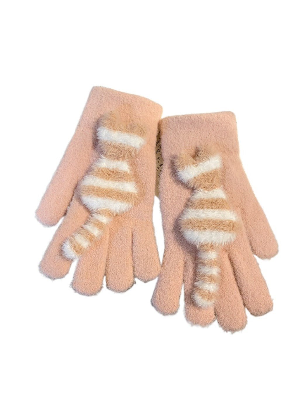 Gloving - Cozy Cat Striped Knit Gloves for Women