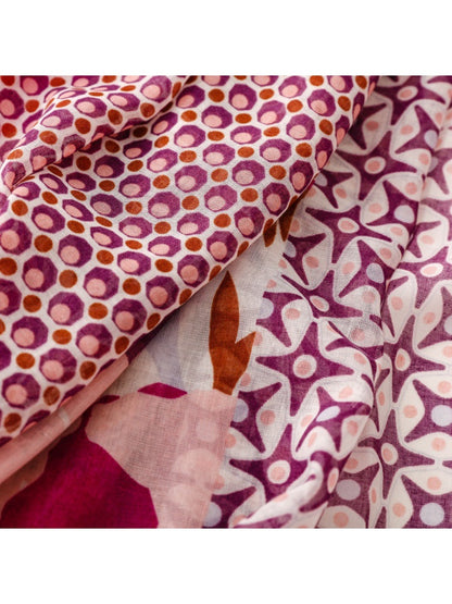 Scarvii - Pink Bohemian Floral Travel Scarf for Women