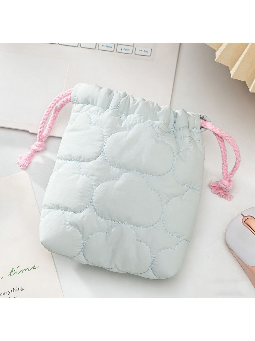 Cosbai - Quilted Drawstring Storage Pouch Bag