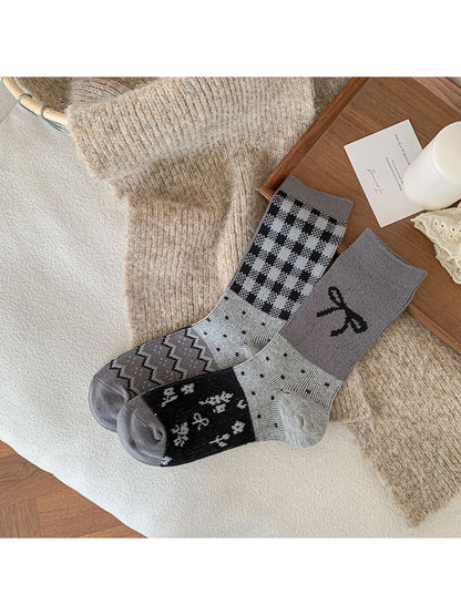 Rufia playful bow crew socks folded neatly with bow detail visible