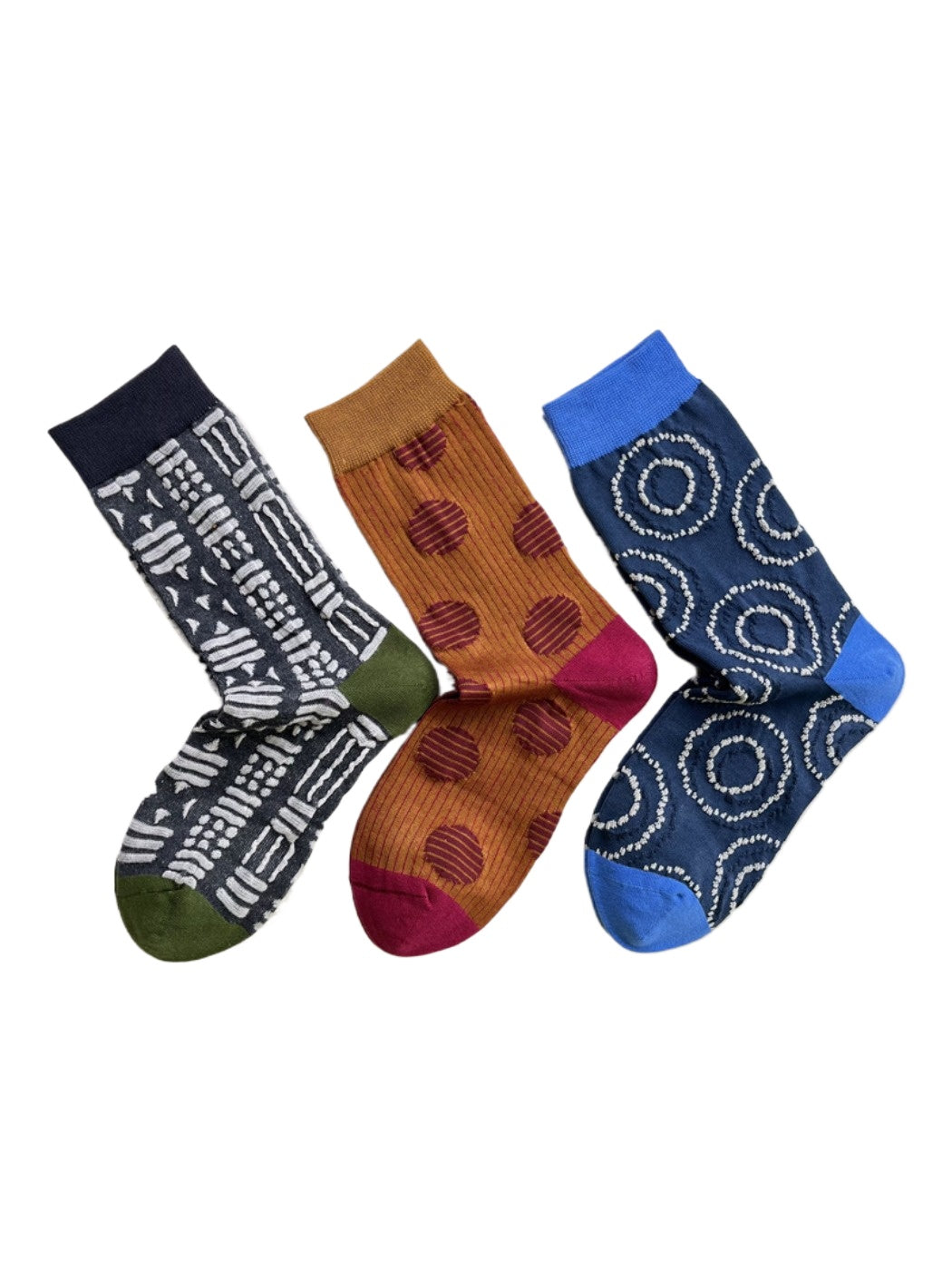 Rufia – Embossed Geometric Circle Mid-Calf Socks
