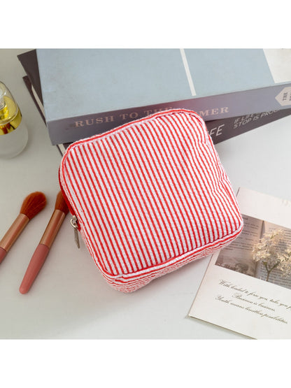 Cosbai - Pinstripes Zipper Cosmetic Organizer Bag
