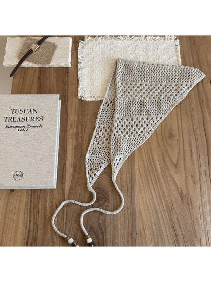 Scarvii - Solid Openwork Knit Triangle Scarf