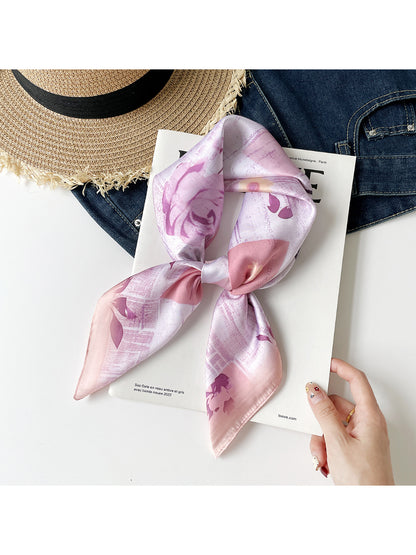 Scarvii - Floral Print Square Scarf