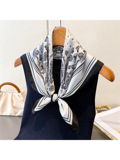 Scarvii Black Ivory Paisley Square Scarf