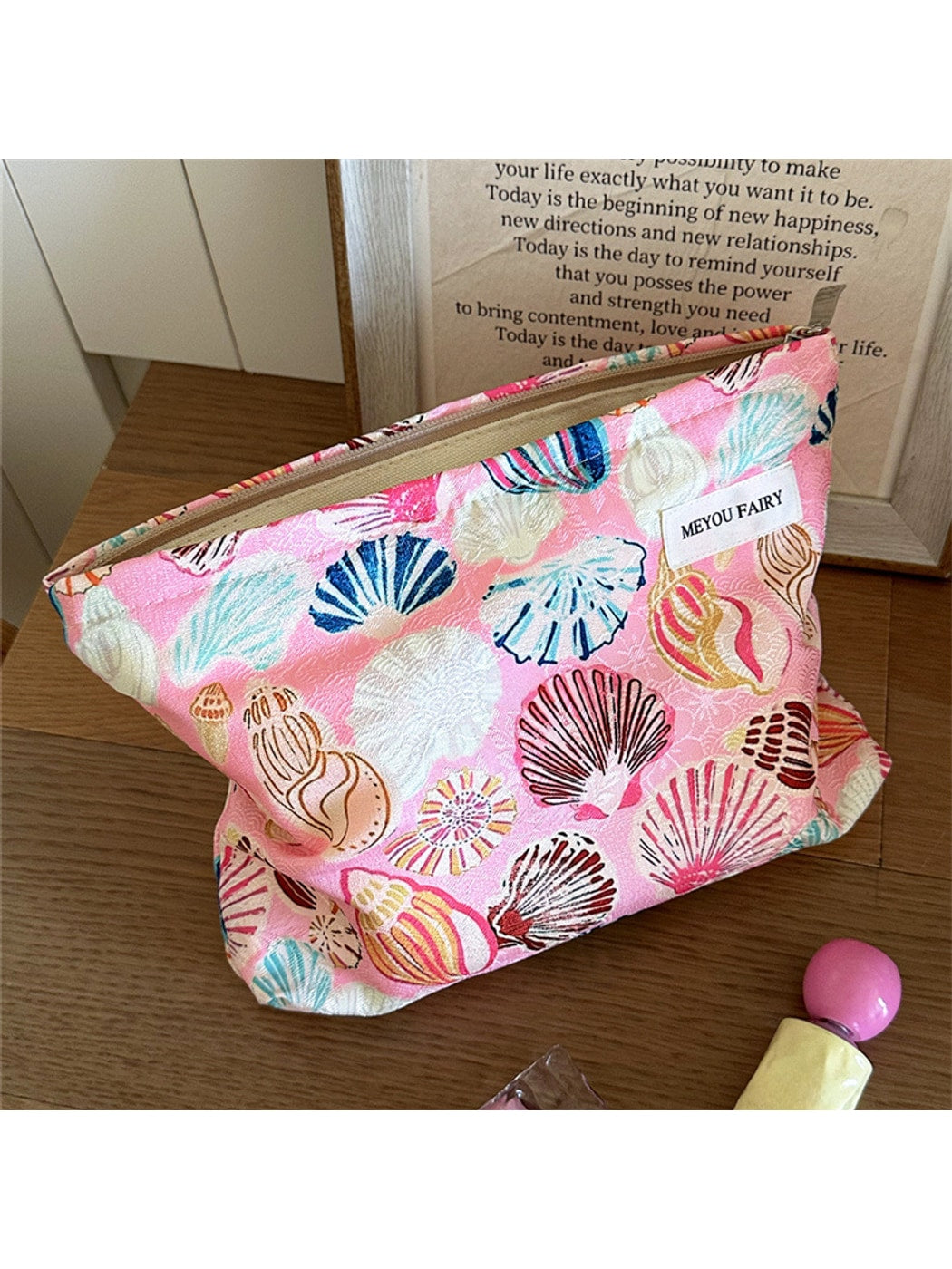 Cosbai - Zippered Cartoon Print Cosmetic Organizer Bag