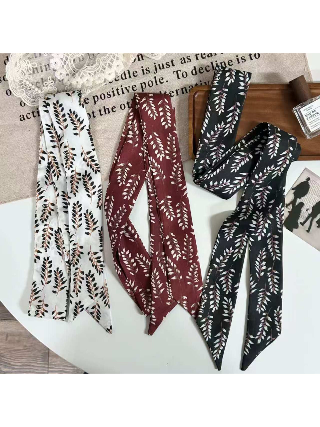 Scarvii Botanical Leaf Skinny Scarf