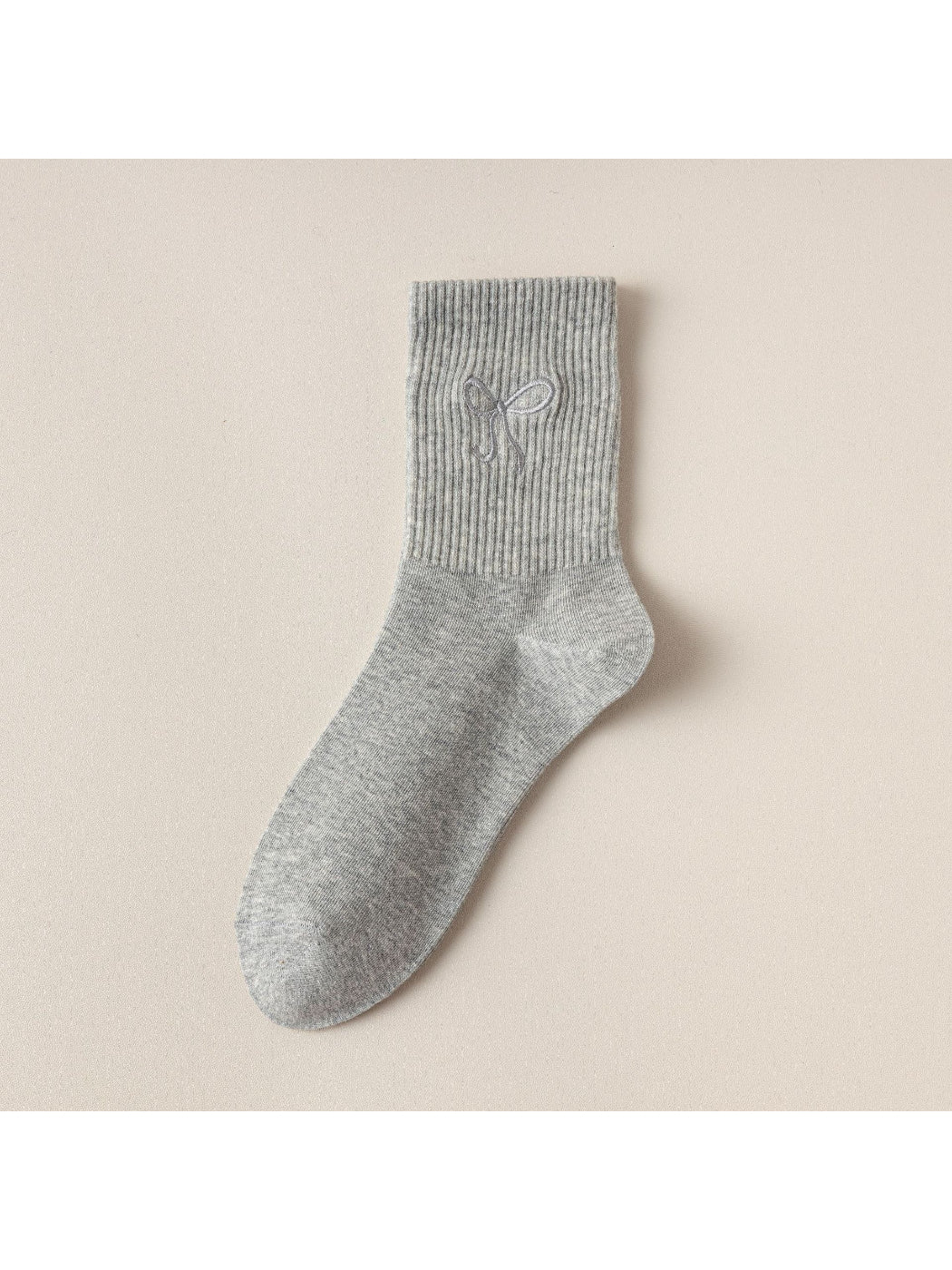 Rufia - Delicate Bow Embroidered Ribbed Crew Socks product image 6