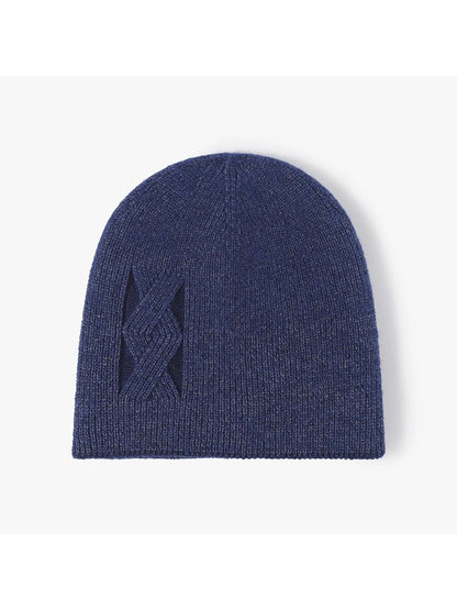 Haila - Tonal Geometric Textured Knit Beanie