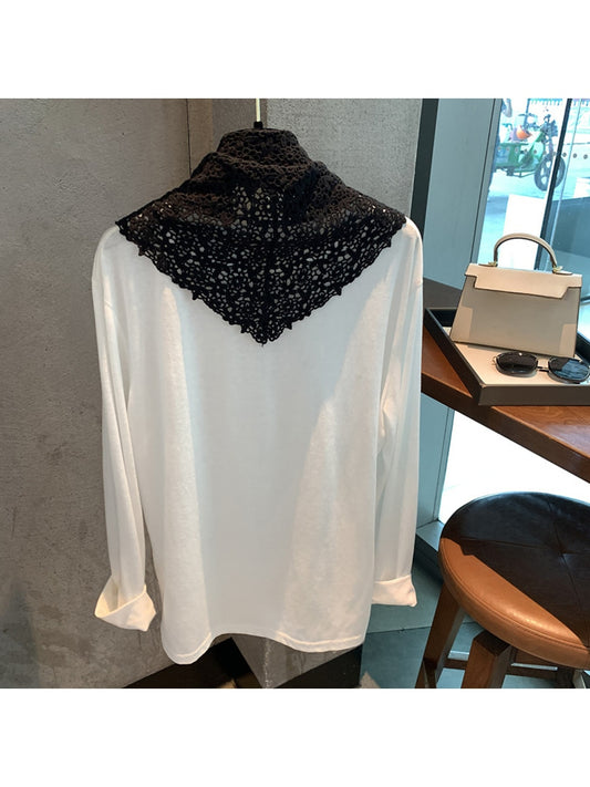 Black Scarvii Solid Color Hollow Out Triangle Scarf Wrap