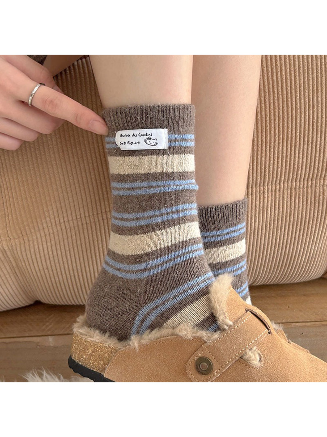 Rufia - Warm Patch Accent Cable Crew Socks
