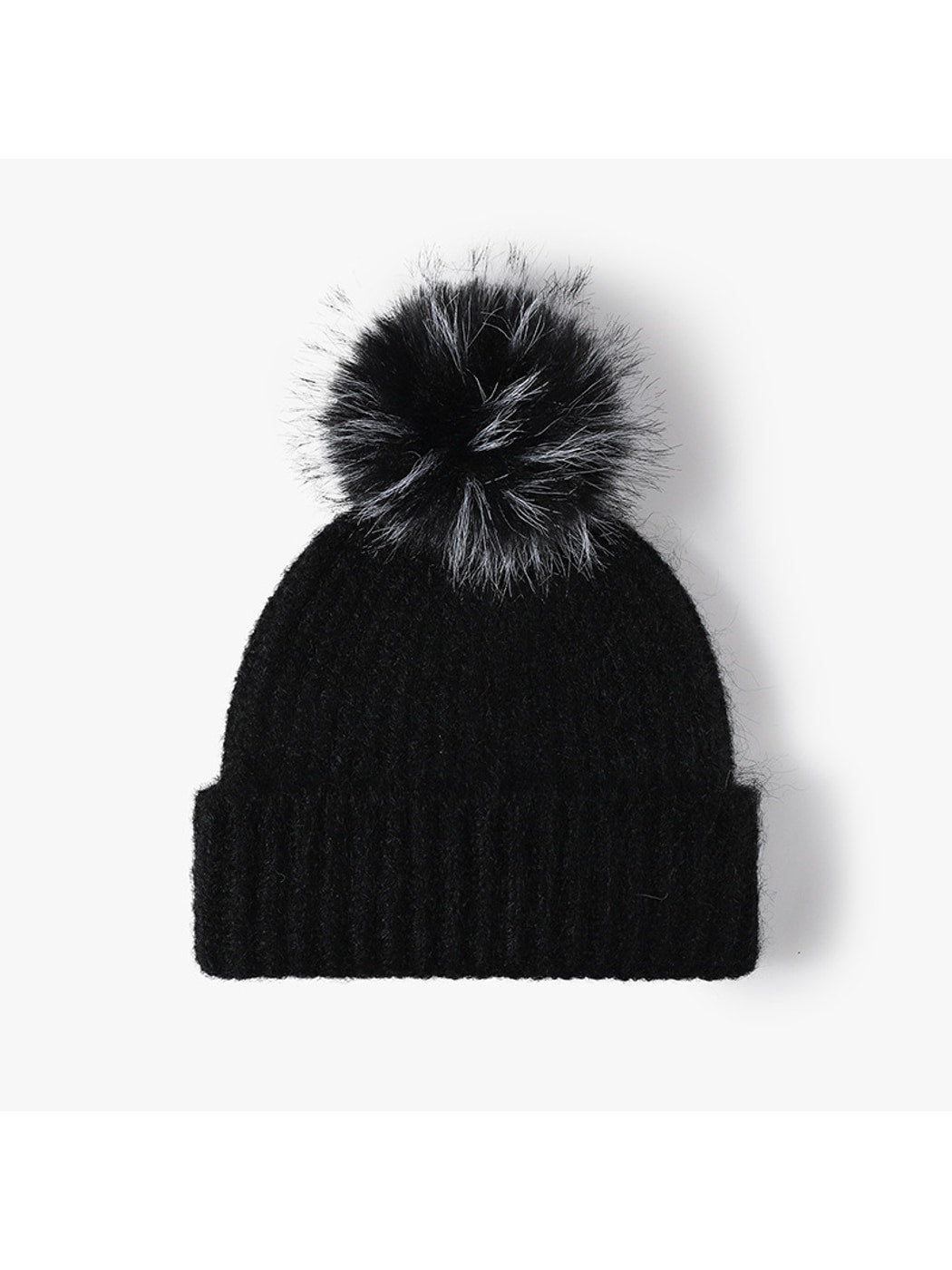 Haila - Solid Color Ribbed Cuffed Knit Beanie Hat