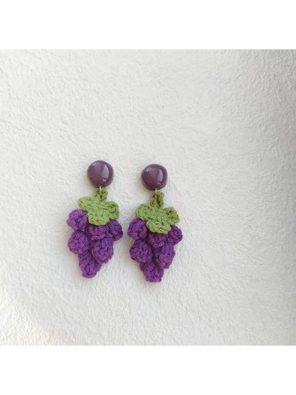 Earwish - Crochet Grape Drop Earrings