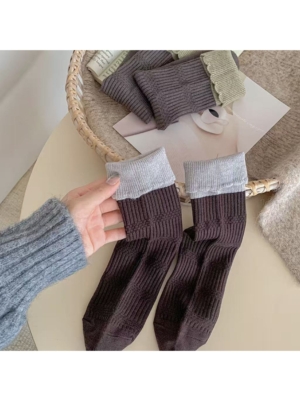 Rufia - Textured Ribbed Crew Socks