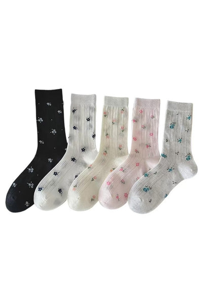Rufia - Sweet Floral Printed Casual Women's Crew Socks