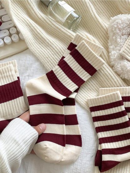 Rufia - Mid-Calf Socks with Bow & Stripe Pattern for Girls