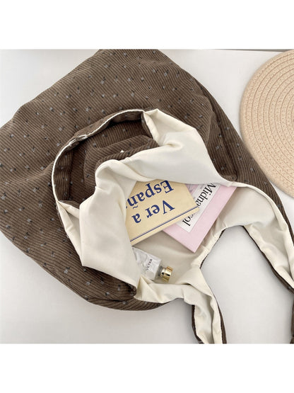 Cosbai – Corduroy Floral Shoulder Tote Bag